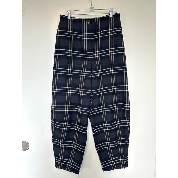Aritzia Wilfred Dawna Plaid Barrel Cropped High Rise Pant - Picture 3 of 7